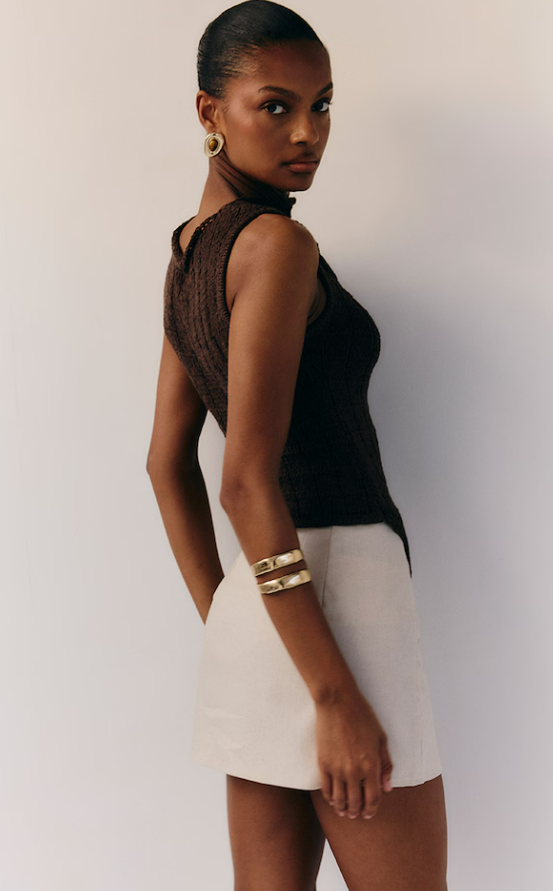 Chupu Cream Women Super Line Mini Skirt